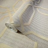 Z21106 Hexagon trellis tan gold metallic faux wicker bamboo Textured geo wallpaper roll
