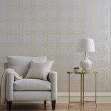 Z21106 Hexagon trellis tan gold metallic faux wicker bamboo Textured geo wallpaper roll
