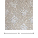 Z21726 Light gray cream gold metallic faux fabric damask textured Victorian wallpaper