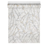 Z30301 Tropical banana palm Leaves ivory off white Cream botanical textured wallpaper