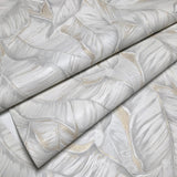 Z30301 Tropical banana palm Leaves ivory off white Cream botanical textured wallpaper