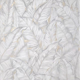 Z30301 Tropical banana palm Leaves ivory off white Cream botanical textured wallpaper
