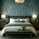 Z30305 Tropical banana palm Leaves teal blue green botanical textured leaf wallpaper 3D