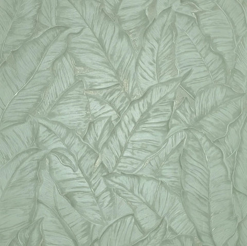 Z30309 Tropical banana palm Leaves mint green botanical textured leaf modern wallpaper