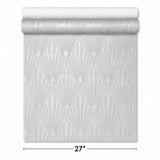 Z30317 Taupe beige gray raised textured modern diamond Geometric fan Art Deco wallpaper