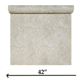 Z34900 Embossed feather-like Layered leaf ivory beige gold heavy textured wallpaper 3D
