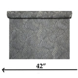 Z34908 Embossed feather-like motif Layered leaf dark gray gold heavy textured wallpaper
