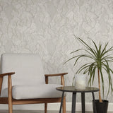 Z34909 Embossed light gray tan brass gold heavy textured faux stitched fabric wallpaper
