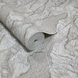 Z34909 Embossed light gray tan brass gold heavy textured faux stitched fabric wallpaper
