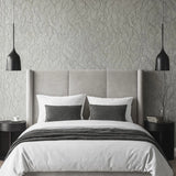 Z34909 Embossed light gray tan brass gold heavy textured faux stitched fabric wallpaper
