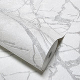 Z34917 Grayish off white cream faux marble cracked plaster textured embossed Wallpaper