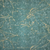 Z34920 Teal green gold brass metallic faux marble stone plaster textured Wallpaper roll