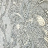 Z34925 Ivory gold brass gold metallic faux plaster textured Victorian damask Wallpaper
