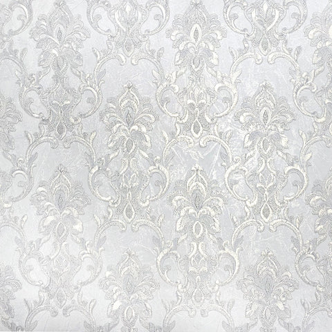 Z34925 Ivory gold brass gold metallic faux plaster textured Victorian damask Wallpaper
