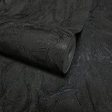 Z34928 Plain Dark gray black Charcoal Faux concrete plaster Textured modern Wallpaper
