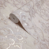 Z34931 Embossed Rose gold metallic faux plaster textured Victorian damask Wallpaper 3D
