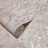 Z34931 Embossed Rose gold metallic faux plaster textured Victorian damask Wallpaper 3D
