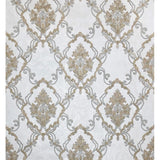 Z34933 Off white cream brass metallic faux plaster textured Victorian damask Wallpaper