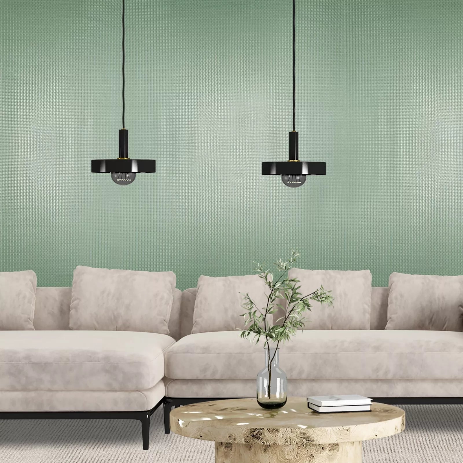 Z44848 Faux Wicker bamboo pattern pistachio sage light green