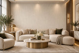 Z46019 Modern wave lines soft beige cream Faux leather Imitation Textured Wallpaper 3D