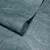 Z57740 Dusty teal blue modern Wave lines horizontal wavy textured modern Wallpaper roll
