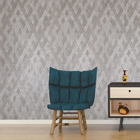 Z57755 Modern geometric interlocking diamond stripes textured gray taupe Wallpaper 3D
