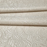 Z64802 Embossed leaf damask heavy textured faux fabric rose beige cream pearl wallpaper
