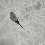 Z64806 Satin Taupe cream modern lux waves wallpaper textured faux wavy silk fabric 3D
