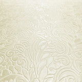 Z64808 Embossed leaf damask heavy textured faux fabric ivory beige cream wallpaper roll
