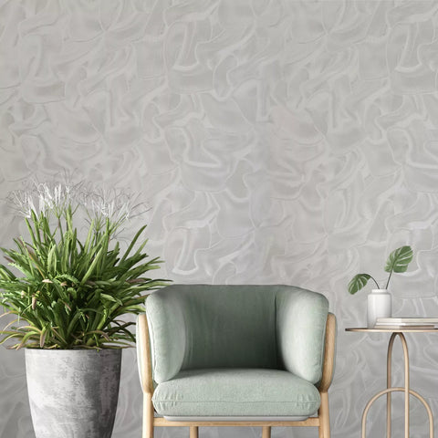 Z64812 Shimmer light gray modern wallpaper textured faux wavy silk fabric 3D imitation