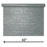 Z64819 Gray silver bronze floral acanthus leaves damask faux textured plaster wallpaper
