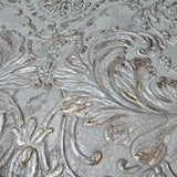 Z64819 Gray silver bronze floral acanthus leaves damask faux textured plaster wallpaper
