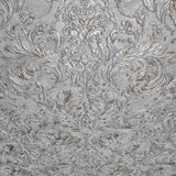 Z64819 Gray silver bronze floral acanthus leaves damask faux textured plaster wallpaper
