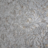 Z64819 Gray silver bronze floral acanthus leaves damask faux textured plaster wallpaper
