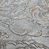 Z64819 Gray silver bronze floral acanthus leaves damask faux textured plaster wallpaper
