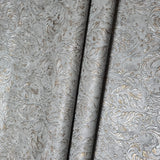 Z64819 Gray silver bronze floral acanthus leaves damask faux textured plaster wallpaper
