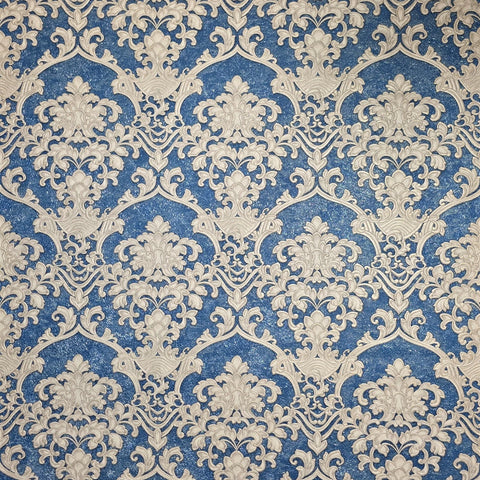 Z64831 Navy blue beige baroque damask wallpaper heavy textured faux fish scale plaster

