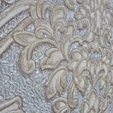 Z64837 Gray beige gold baroque damask wallpaper heavy textured faux fish scale plaster
