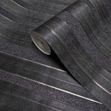 Z64842 Embossed stripes black gold metallic lines striped modern wallpaper textured 3D
