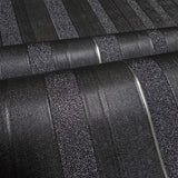 Z64842 Embossed stripes black gold metallic lines striped modern wallpaper textured 3D
