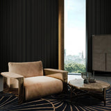 Z64842 Embossed stripes black gold metallic lines striped modern wallpaper textured 3D
