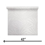 Z64843 Geo art deco wave Contemporary ivory off white shell lines textured wallpaper 3D
