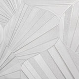 Z64843 Geo art deco wave Contemporary ivory off white shell lines textured wallpaper 3D
