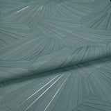 Z64847 Geo wave drop light blue turquoise silver metallic lines textured wallpaper roll