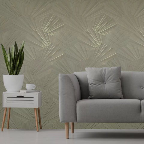 Z64849 Geometric wave drop Modern bonze brass gold metallic lines wallpaper textured 3D