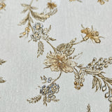 Z66856 Off white brass metallic blue flowers plants botanical faux fabric Wallpaper 3D

