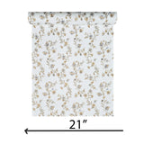 Z66856 Off white brass metallic blue flowers plants botanical faux fabric Wallpaper 3D
