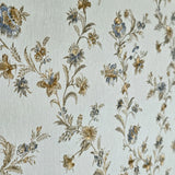 Z66856 Off white brass metallic blue flowers plants botanical faux fabric Wallpaper 3D
