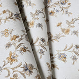 Z66856 Off white brass metallic blue flowers plants botanical faux fabric Wallpaper 3D
