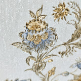 Z66856 Off white brass metallic blue flowers plants botanical faux fabric Wallpaper 3D
